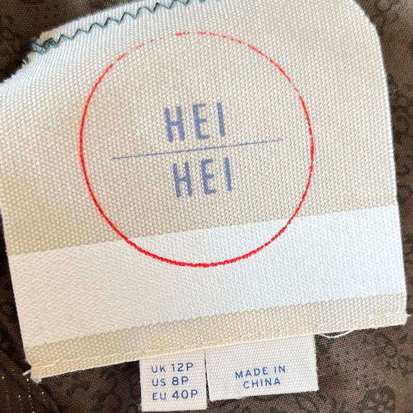 Anthropologie Hei Hei Olive Green Cotton Blazer | Houndstooth Back | Size 8P - Picture 7 of 12